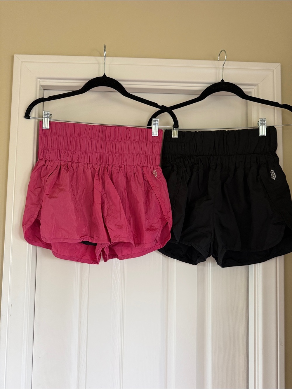 Free People Movement High-Waist Athletic Shorts — Hot Pink & Black Duo